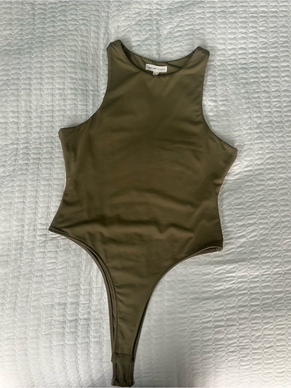 GREY LAB Olive Green High-Neck Bodysuit